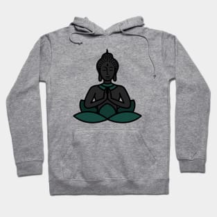 Meditating Buddha, Geometric Mandala Inspired, Motivational Inspiration Teal Hoodie